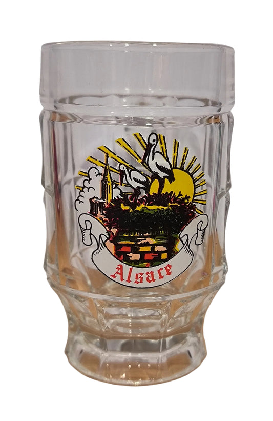 Choppe à bière alsacienne - Motif nid de cigogne 13 cm - Fabriquée en France