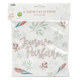 Carton de 12 x 16 Serviettes papier 33x33cm Journée Parfaite Mariage Champêtre