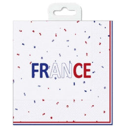 16 serviettes papier 33x33cm France Bleu Blanc Rouge