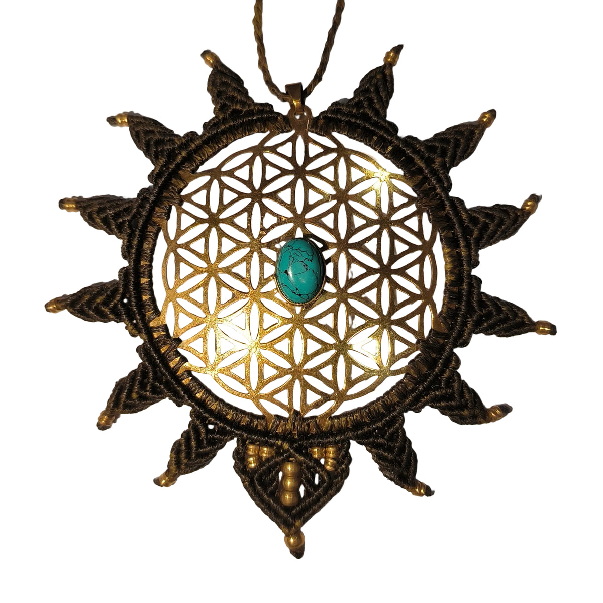 Pendentif indien turquoise à motif doré – Dindia
