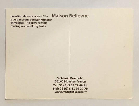Carte postale Maison Bellevue à Munster – Maison avec étang