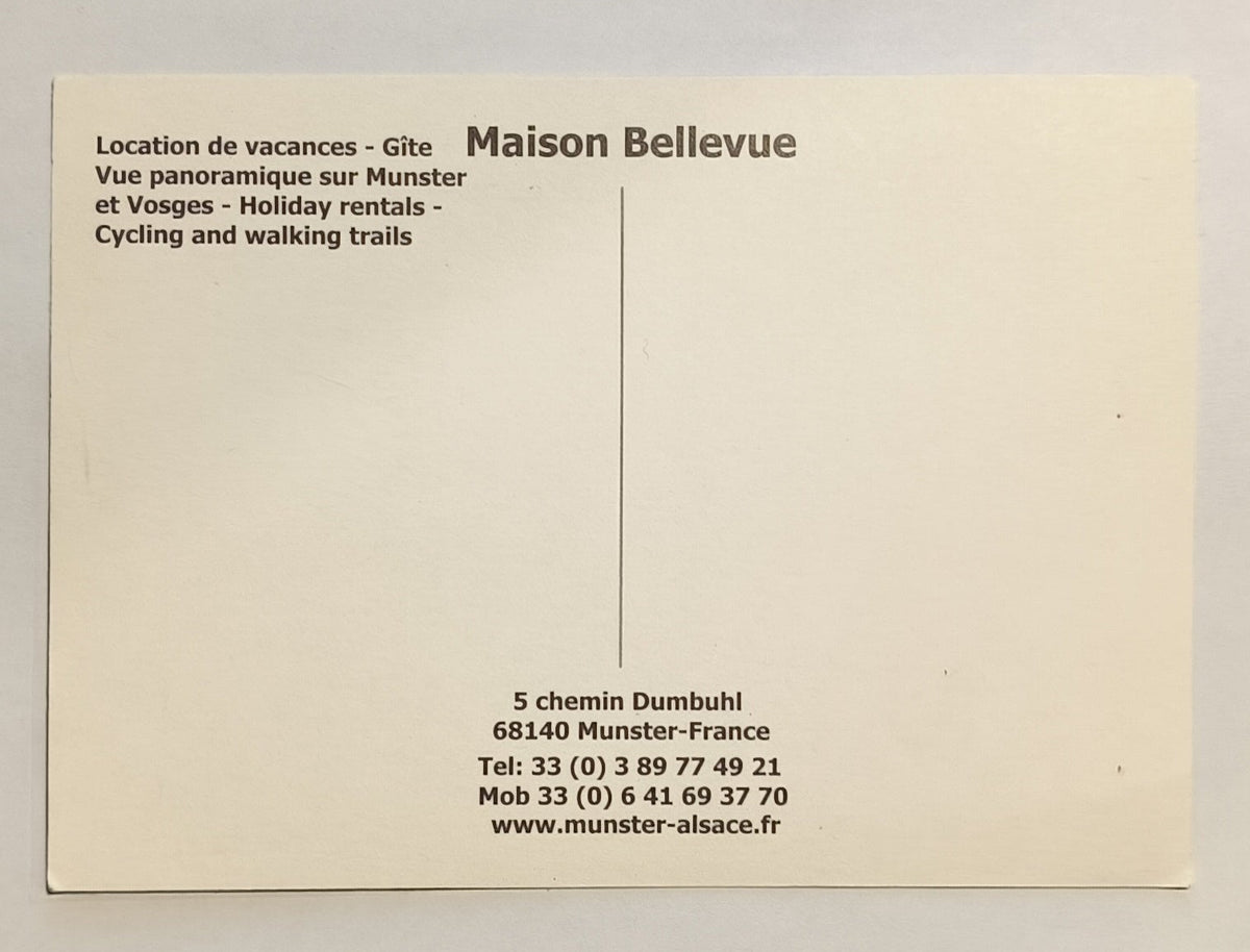 Carte postale Maison Bellevue à Munster – Maison avec étang