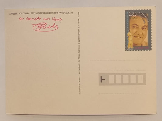 Carte postale Coluche – Les Restos du Cœur, La Poste, années 1990