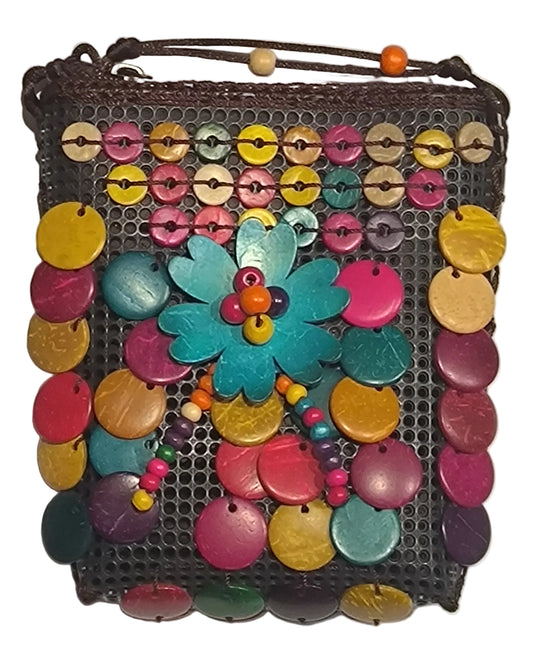Petit sac de ville brodé style indien – Bandoulière en corde