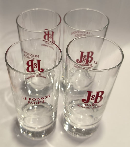 4 verres de collection JB Rare – Publicité Discothèque Le Poisson Rouge Wintzenheim