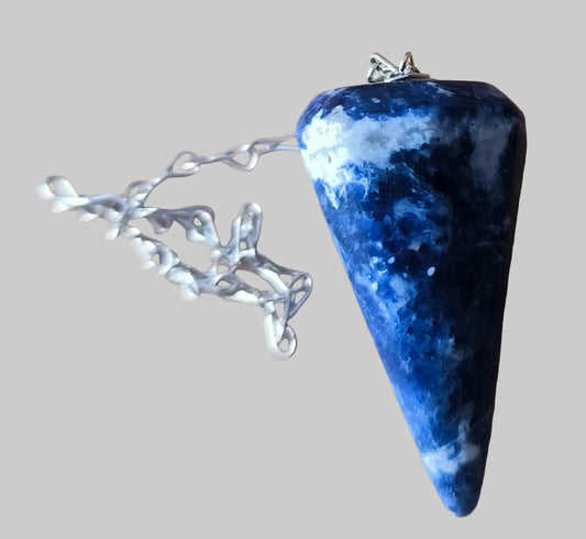 Pendule en Sodalite Bleue avec Chaînette Métal