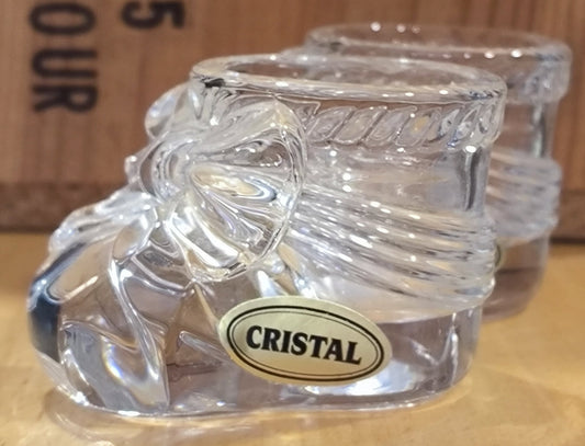 Paire de chaussons décoratifs en cristal transparent - Vintage années 80/90