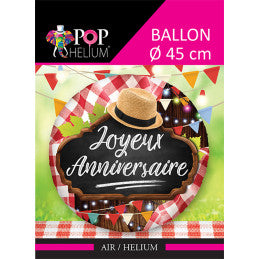 Ballon Foil 45cm Joyeux Anniversaire Guinguette CDA
