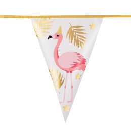 Guirlande 10 fanions FOIL Flamingo 30 x 20 cm 4 m - Par 5