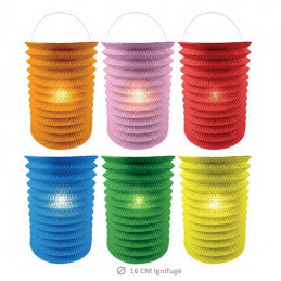 Lampion Cylindrique 16 cm Ignifuge - 6 Coloris Assortis CDA