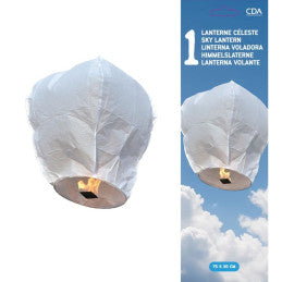 Lanterne Céleste Blanche 76x32cm Base Bambou