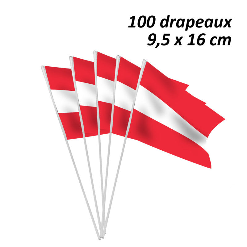 Sachet 100 drapeaux papier 9.5 x 16cm - Autriche