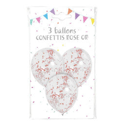 Ballons Transparents Confettis Papier de Soie Rose Gold 30cm - Par 18