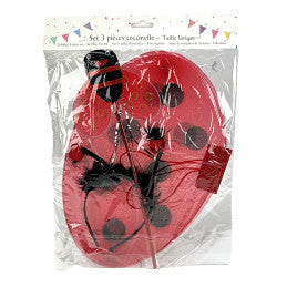 Lot de 6 / Set Coccinelle 4 pièces - Ailes + Tutu + Tiare + Baguette