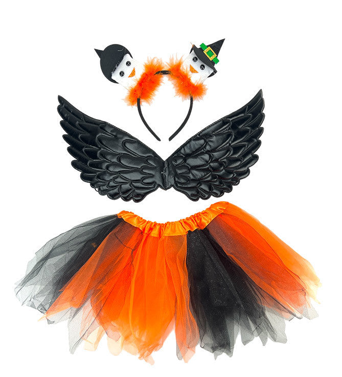 Carton de 12 ensembles MORGANA Halloween – Tiare, ailes et tutu