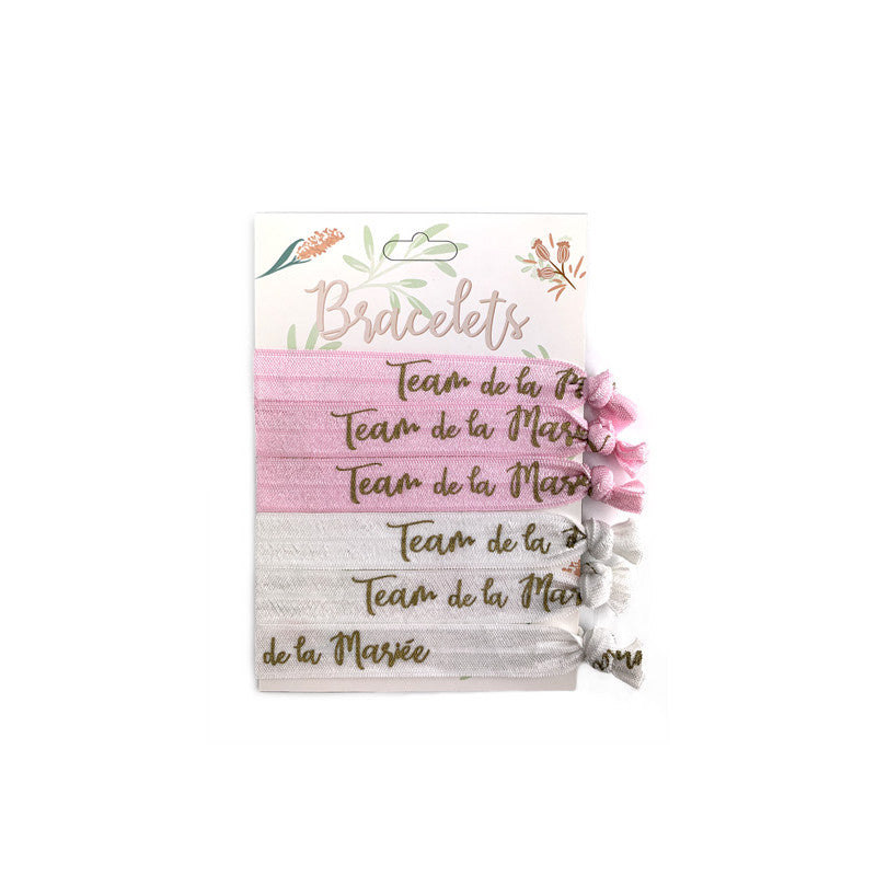Set de 6 Bracelets Tissu EVJF "Team de la Mariée" CDA