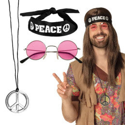 Lot de 6 Set Peace - Bandeau + Lunettes + Collier