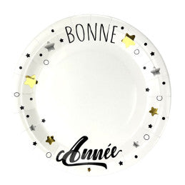8 Assiettes 23 CM Carton Bonne Année