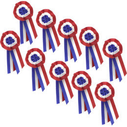 Set de 10 Cocardes Tricolores Tissu 5 cm à pans