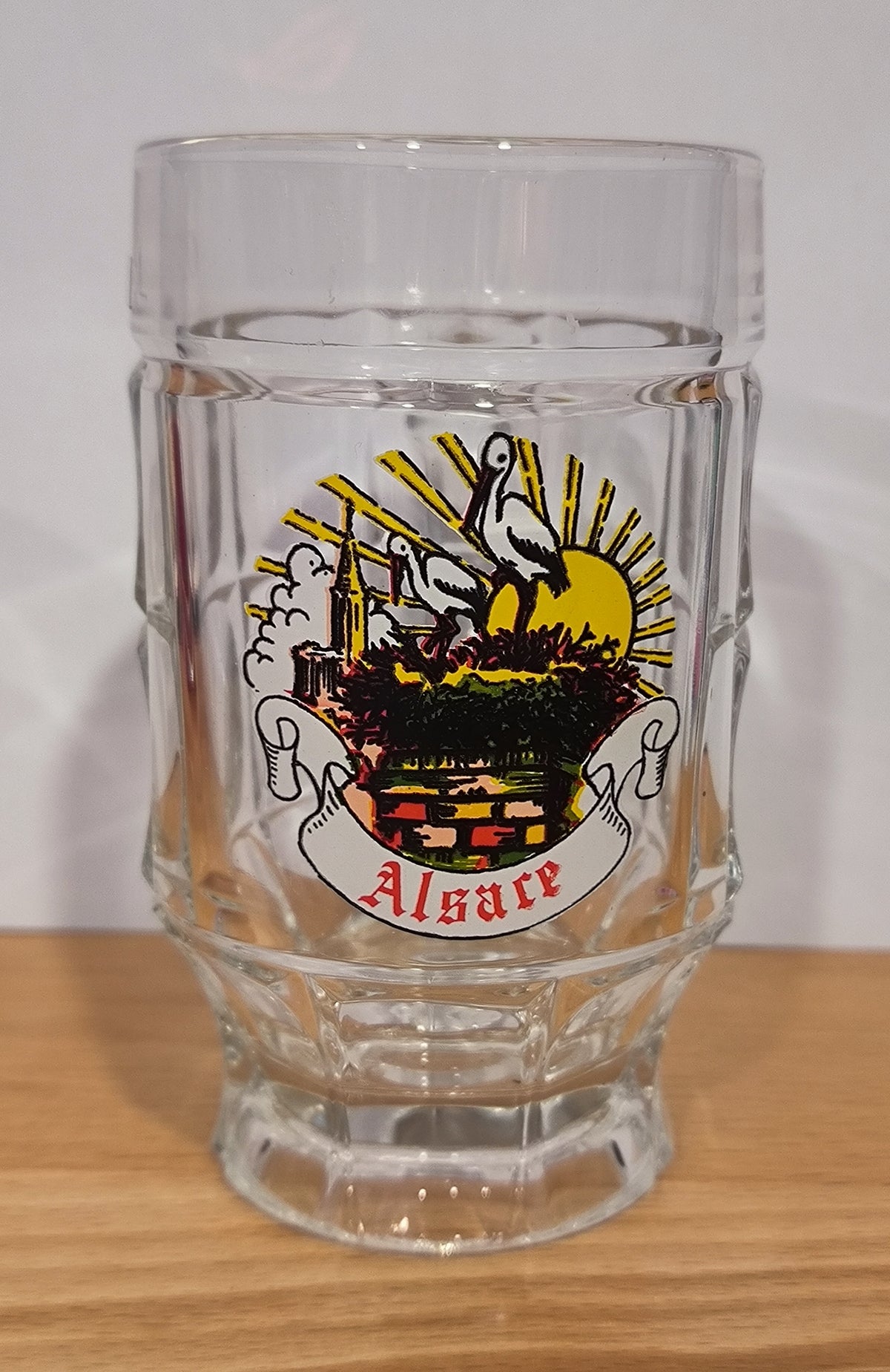 Choppe à bière alsacienne - Motif nid de cigogne 13 cm - Fabriquée en France