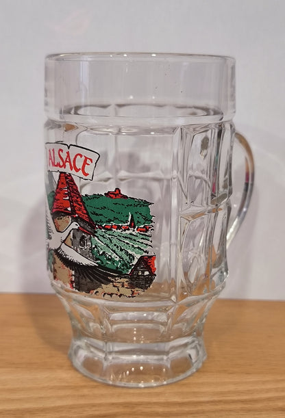 Choppe à bière alsacienne - Motif cigogne en vol ALSACE 13 cm - Fabriquée en France