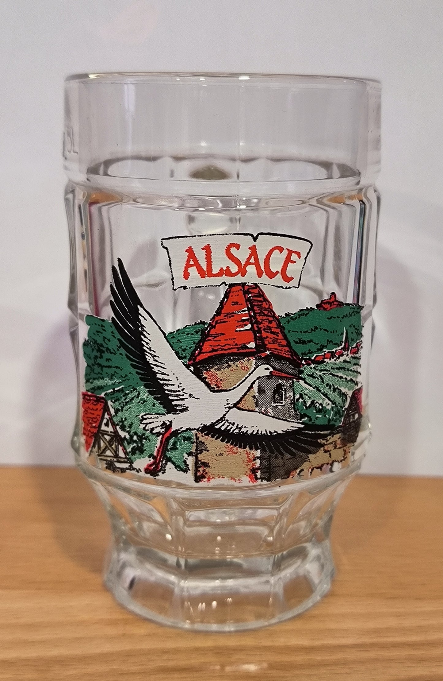 Choppe à bière alsacienne - Motif cigogne en vol ALSACE 13 cm - Fabriquée en France