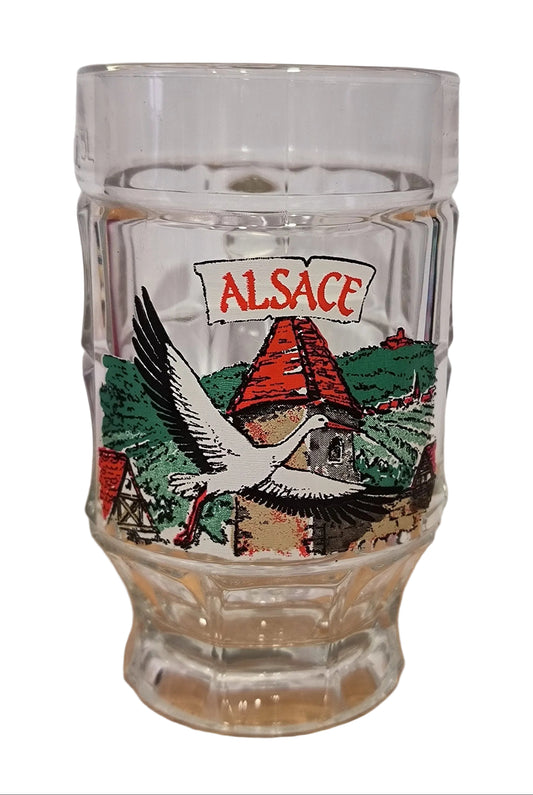 Choppe à bière alsacienne - Motif cigogne en vol ALSACE 13 cm - Fabriquée en France