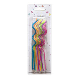 12 Bougies Spirales Multicolores,  vendu par 4 paquets