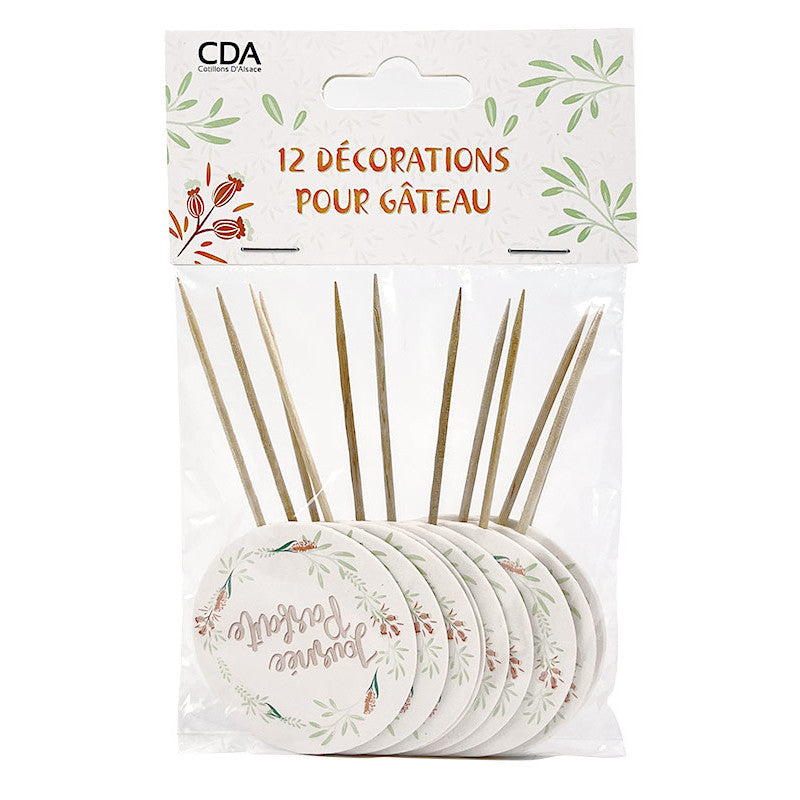 Lot de 12 Cake Toppers "Journée Parfaite" 10 cm CDA