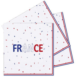 16 serviettes papier 33x33cm France Bleu Blanc Rouge