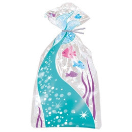 Sachets Cellophane Motif Sirène - Lot de 20 avec liens (29 x 13 cm)