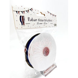 Ruban Tissu Tricolore 25 mm - 25 m