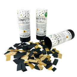 3 Canons à confettis 11 cm Mix Noir/Or - Papier de soie
