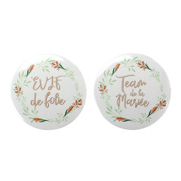 Set de 6 Badges EVJF "Team de la Mariée" CDA - 5,5 cm