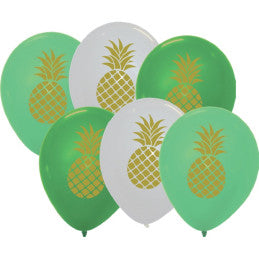 6 Ballons imprimés Ananas - Par 6