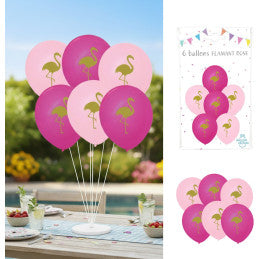 6 Ballons imprimés flamant rose - Par 6