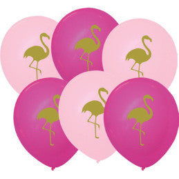 6 Ballons imprimés flamant rose - Par 6