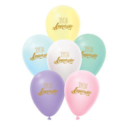 6 Ballons Joyeux Anniversaire Pastel 30 cm