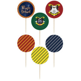 6 Cake-Topper Blasons MAGIC SCHOOL