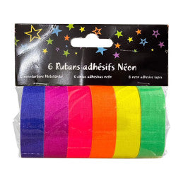 6 Rubans adhésifs UV néon 1.5 cm x 5 mètres
