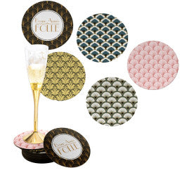 Set de 36 Sous-Verre Carton Bonne Année Folle - Diamètre 10 cm