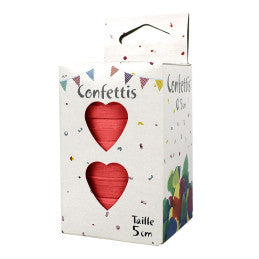 6 Boites Confettis Cœurs Rouge 80g - Boîte Décorée 5cm