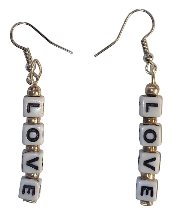 Boucles d’oreilles pendantes LOVE -  Rose Topaze