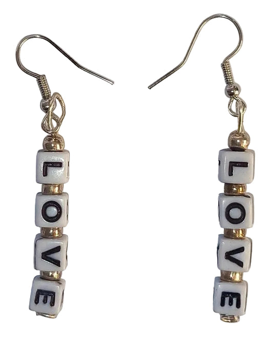 Boucles d’oreilles pendantes LOVE -  Rose Topaze