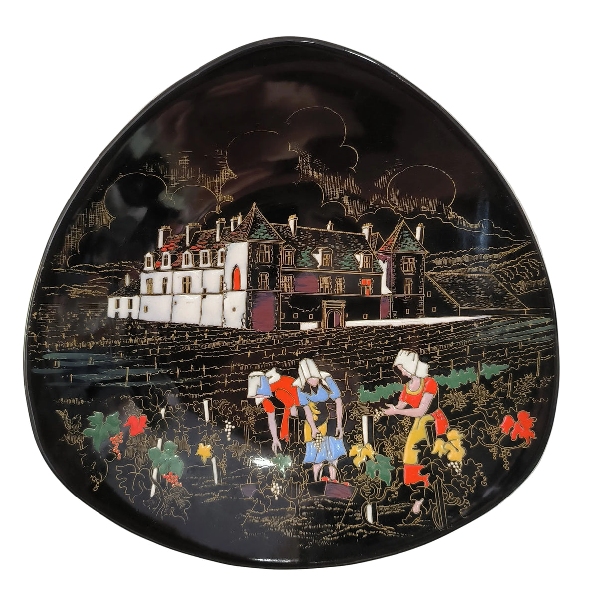 Assiette décorative Clos Vougeot en émaux de Longwy – 27 cm