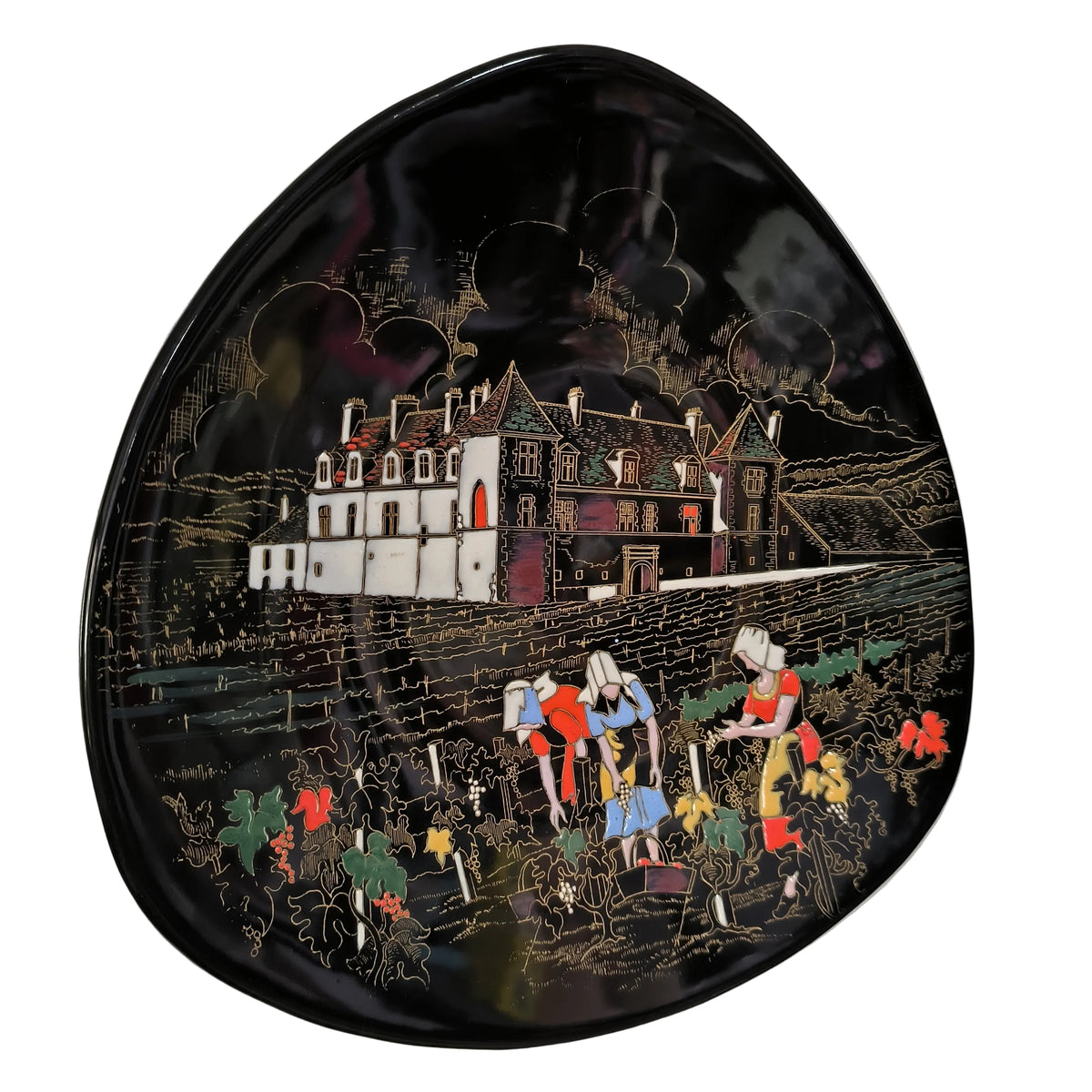 Assiette décorative Clos Vougeot en émaux de Longwy – 27 cm