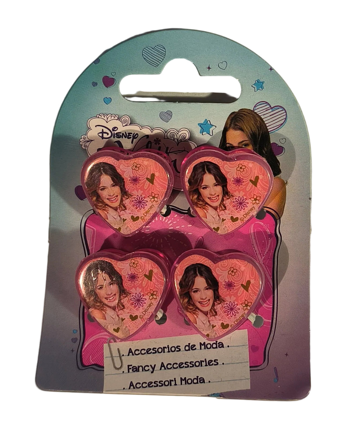 Clips cœur roses Violetta pour enfant - Par 4