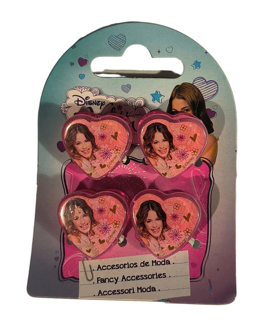 Clips cœur roses Violetta pour enfant - Par 4