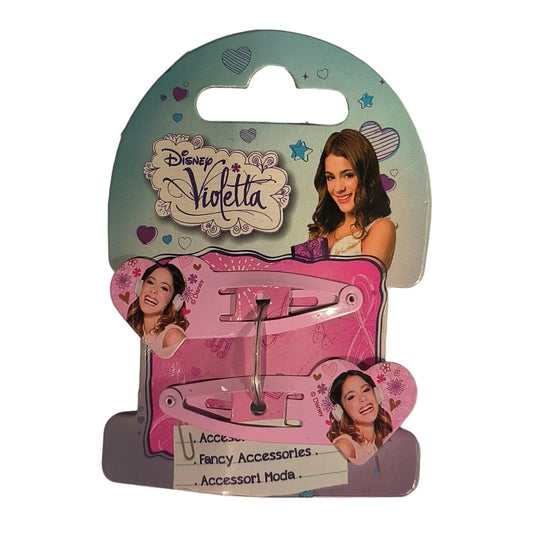 Barrettes cœur roses Violetta en métal - La paire