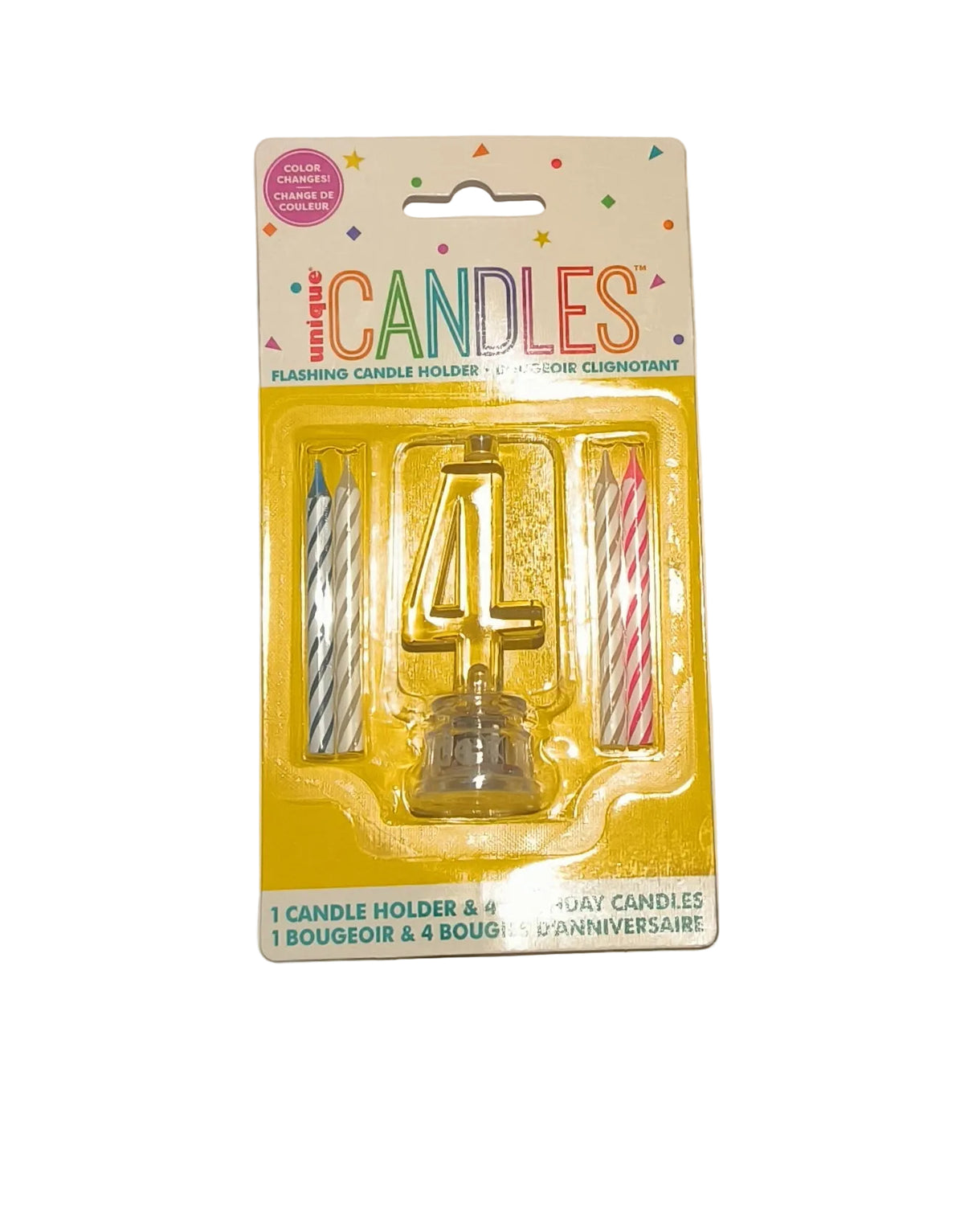 Bougie clignotante Chiffre 4 avec LED  + 4 bougies